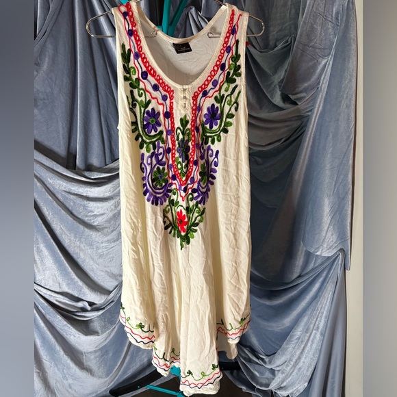 Vintage Boho embroidered dress size large - Picture 2 of 9